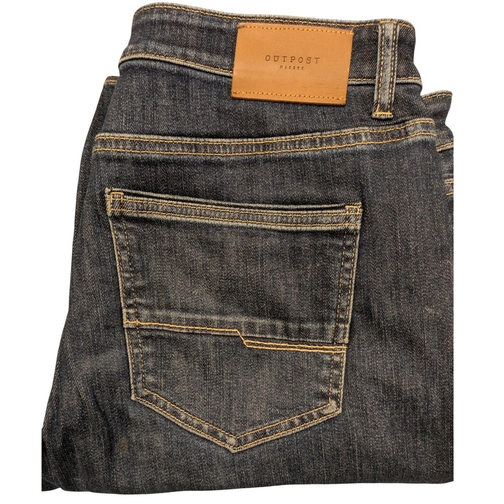 Outpost Makers Mens Relaxed Fit Dark Wash Stretch Denim Jeans 32x36 OAR300 - Picture 2 of 10